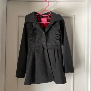 Girls winter coat. P coat with contrast lining and hood. Size 7/8